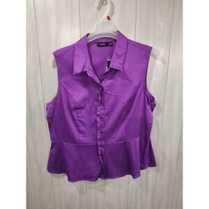 Women's Sleeveless Purple Button-up Shirt NWT Size XL Casual Mom Grandma